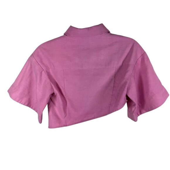 Atoir The Pluto Shirt Cropped Button Up Pink Top Women’s Size 2 asymmetrical - Picture 2 of 7